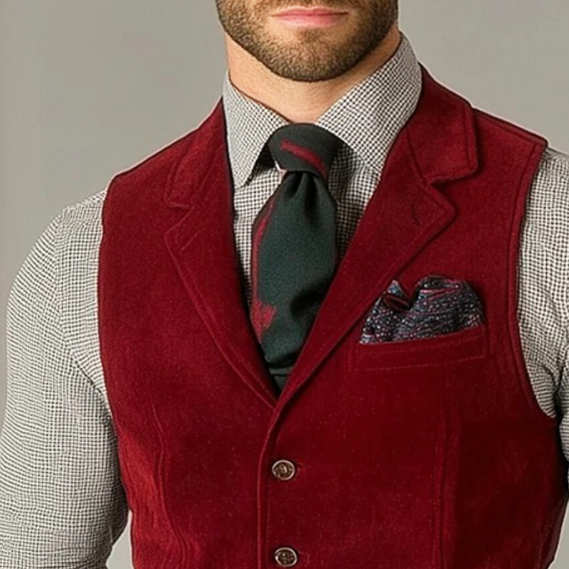 Men's Retro Casual Velvet Button Vest MTA1161K2TO