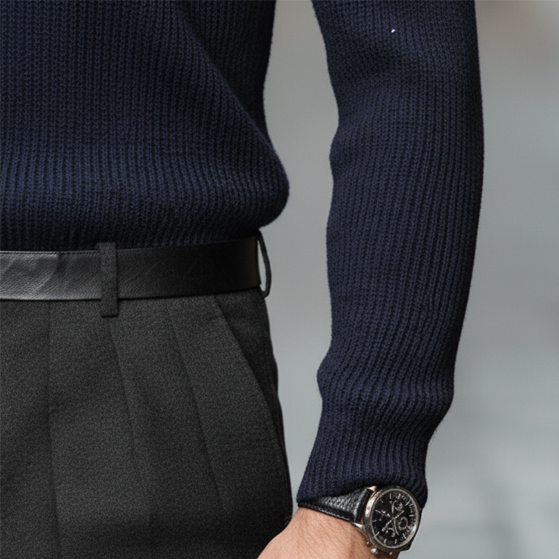 Men's Retro Cotton Yarn Knit Half-Zip Slim Fit Sweater MTA1014L2P