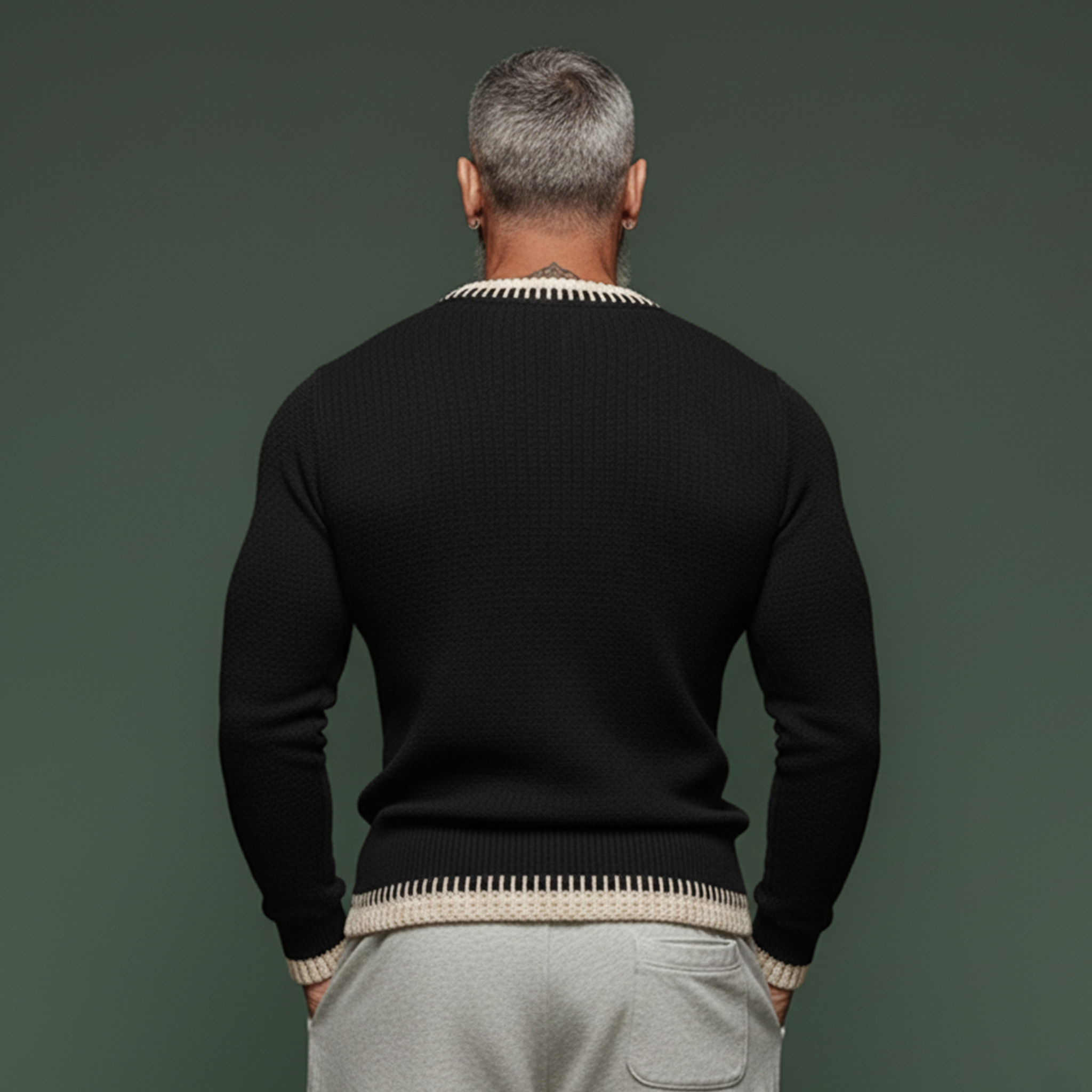 Men's Fashionable And Unique Crew Neck Slim Fit Sweater MTA2940J4K