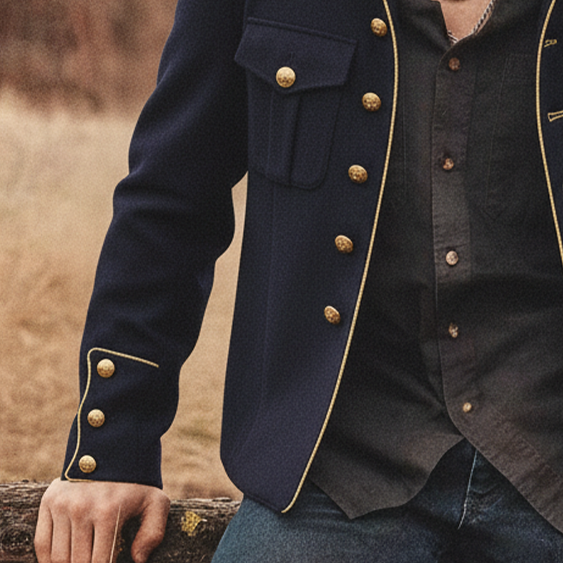 Men's Blended Fabric Patchwork Faux Fleece Collar Jacket MTA1391K3X