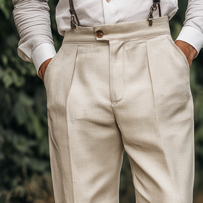 Men's Retro Casual Cotton And Linen Blazer Pants MTA3199G4TO