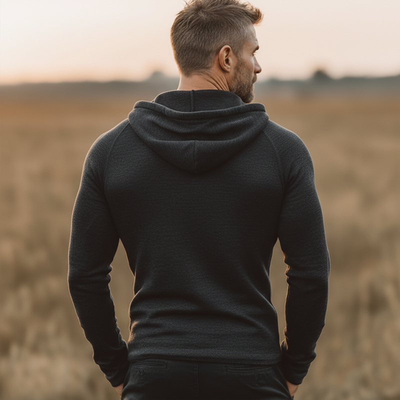 Men's Urban Sport Dark Gray Slim Fit Hooded Zip-Up Jacket MTZ1371B0U