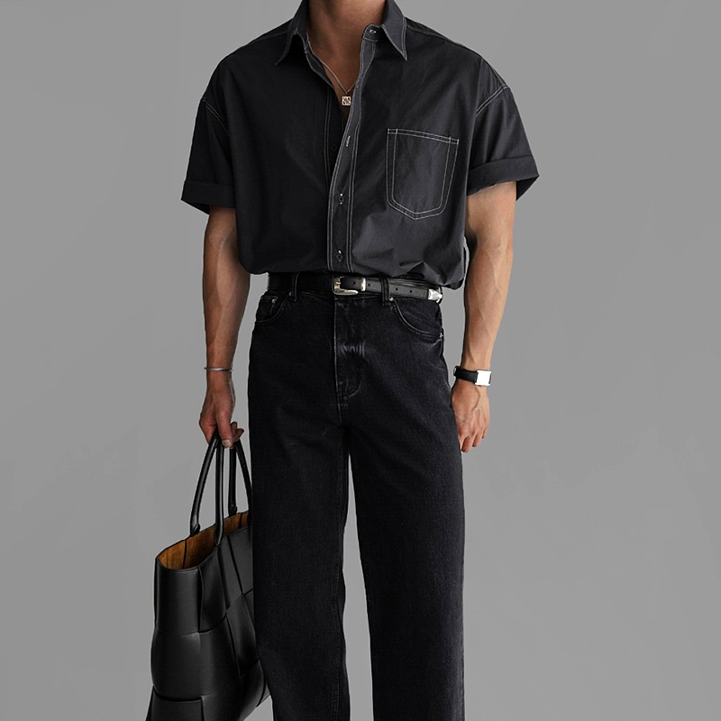 Men's Fashion Lapel Short Sleeve Casual Shirt MTA1601E3Z