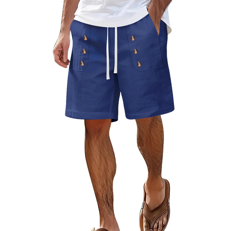 Herre ensfargede, avslappede dobbeltspente shorts MTA2258E3X