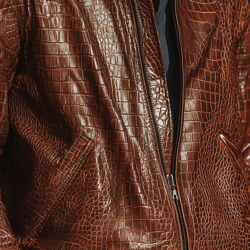 Men's Winter Vintage Faux Crocodile Leather-textured PU Leather Jacket MTA1881I1P