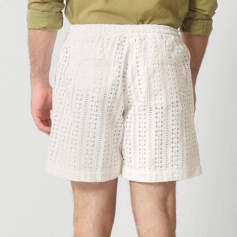 Men's Summer Jacquard Hollow Lace-Up Shorts MTA2044F2U