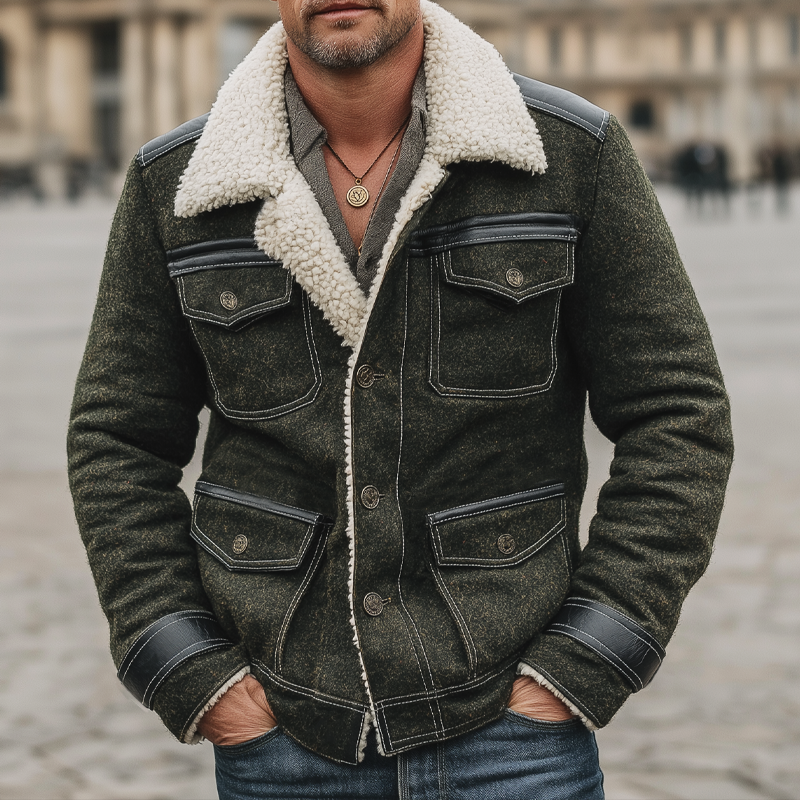 Men's Urban Warm Faux Wool And Lambskin Lining Jacket MTA2007K5U