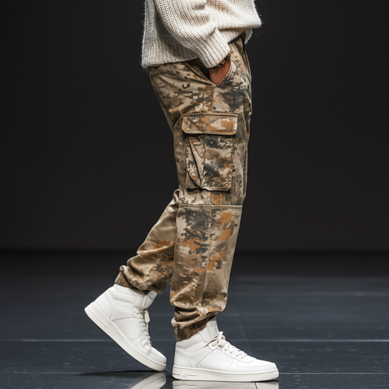Men's Classic Camouflage Lace-Up Elastic Cuff Track Pants MTA2479J7U