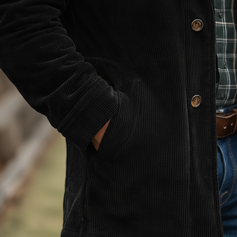 Men's Winter Retro Color Block Corduroy Button Jacket MTA0542K9P