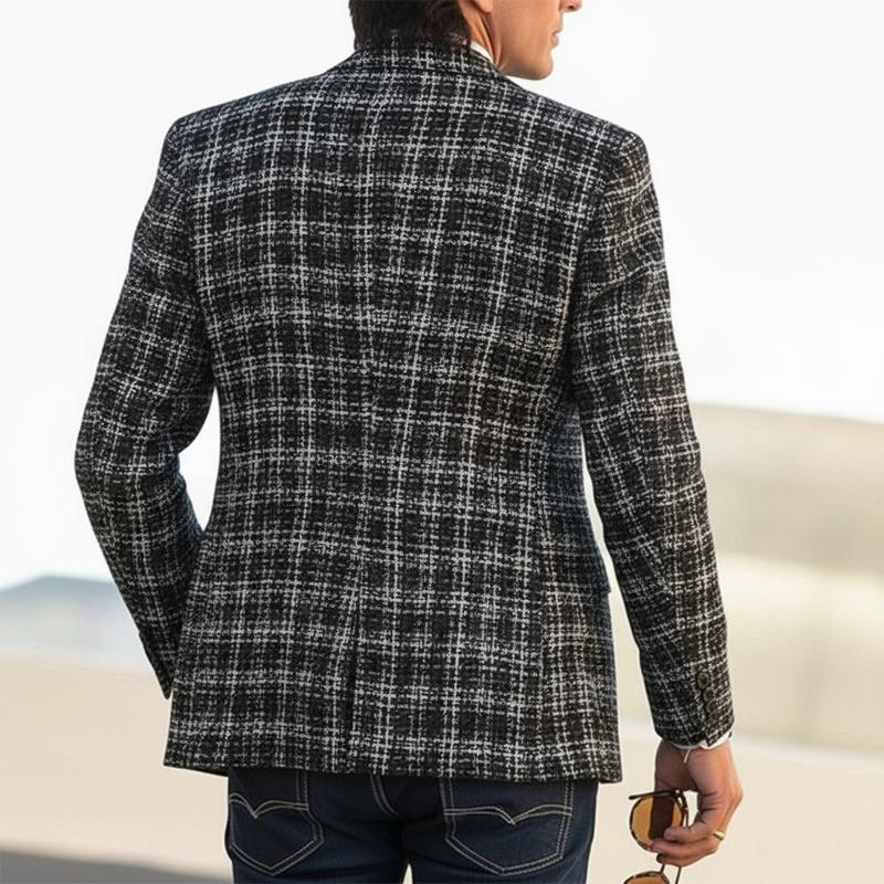 Men's Vintage Business Tweed Two-Button Blazer MTA2109J1U