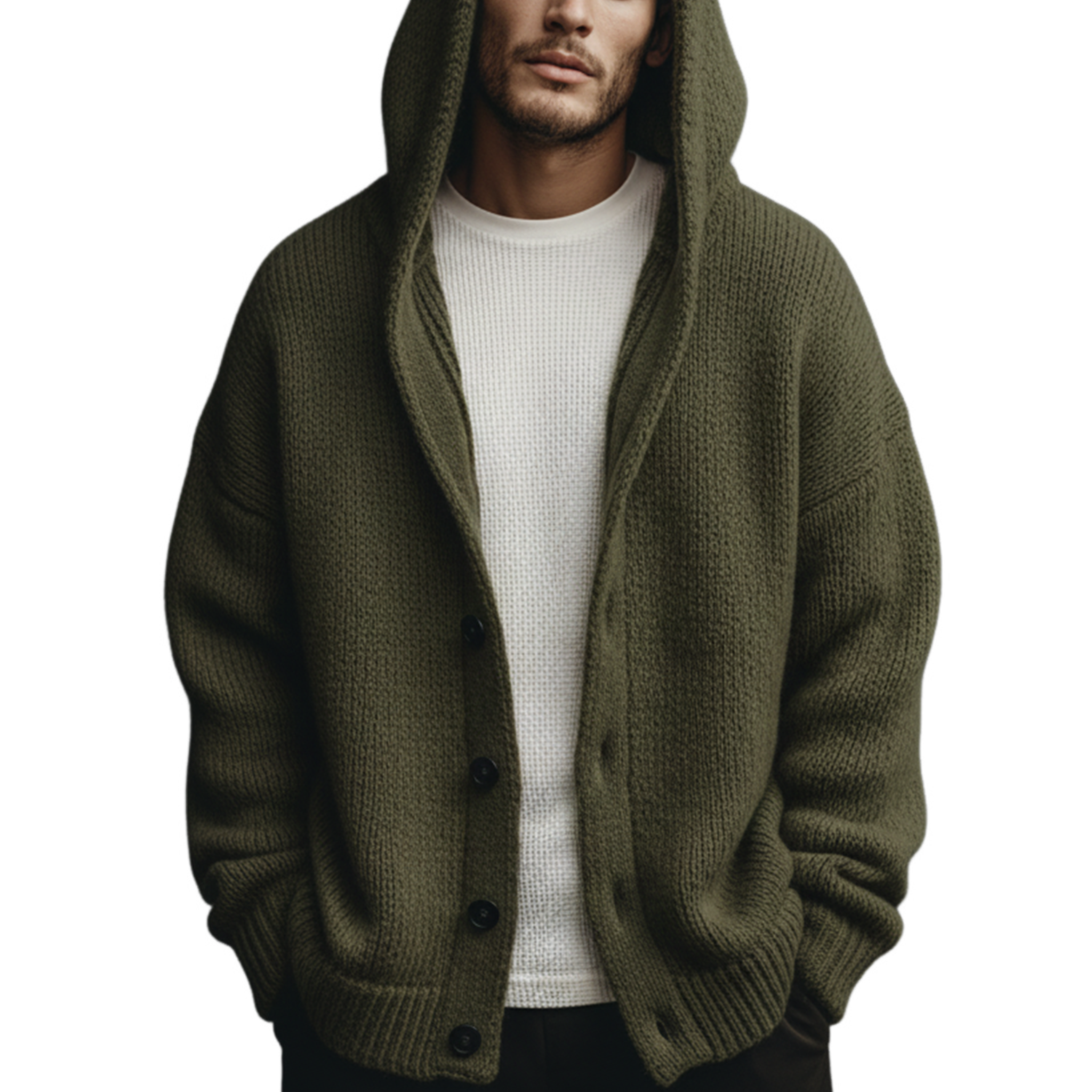 Men's Classic Casual Hooded Knit Cardigan MTA2355J7K