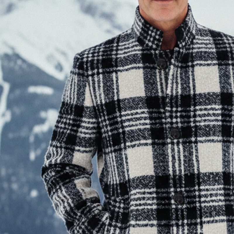 Men's Retro Casual Plaid Stand Collar Coat MTA2569I4TO