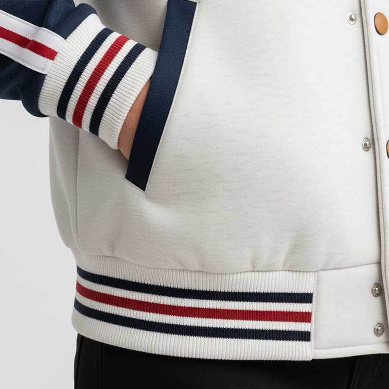 Men's Winter Retro Color Block Cotton Blend Baseball Jacket MTA2716J2P