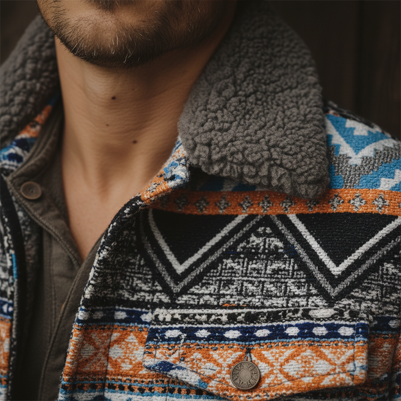 Men's Winter Fashion Ethnic Style Chenille Lapel Jacket MTA1083J9P