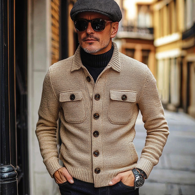 Men's Vintage Knit Lapel Cardigan MTA2648H1X