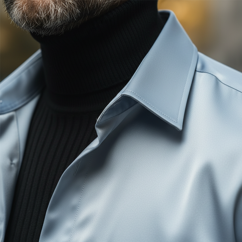 Men's Vintage-style Simple Satin Long-sleeved Shirt MTA1935L3P