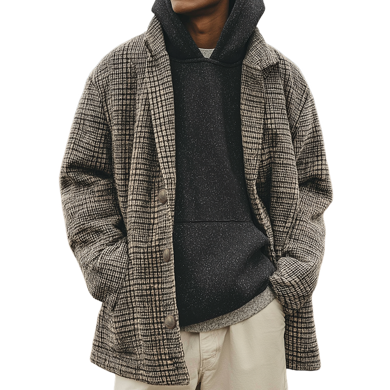 Men's Retro Casual Plaid Lapel Jacket MTA2784K0TO