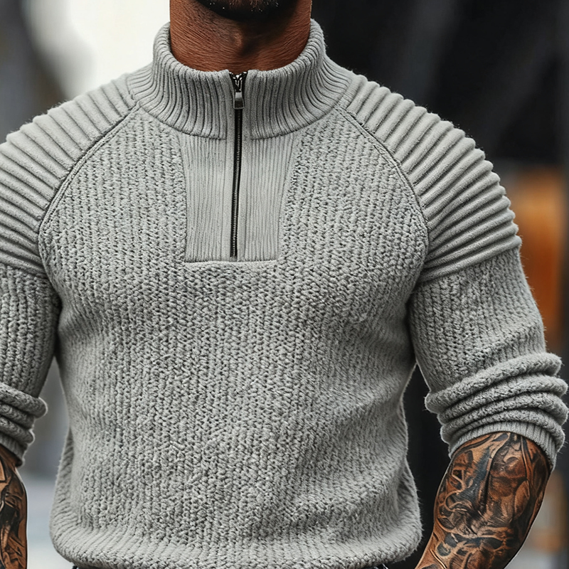 Men's Solid Color Casual Half-zip Knitted Sweater MTA1714J2X