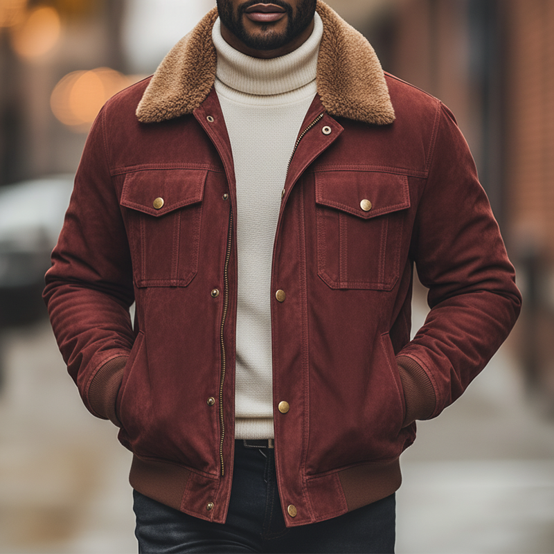 Men's Winter Retro Faux Suede Collar Jacket MTA0542K1P