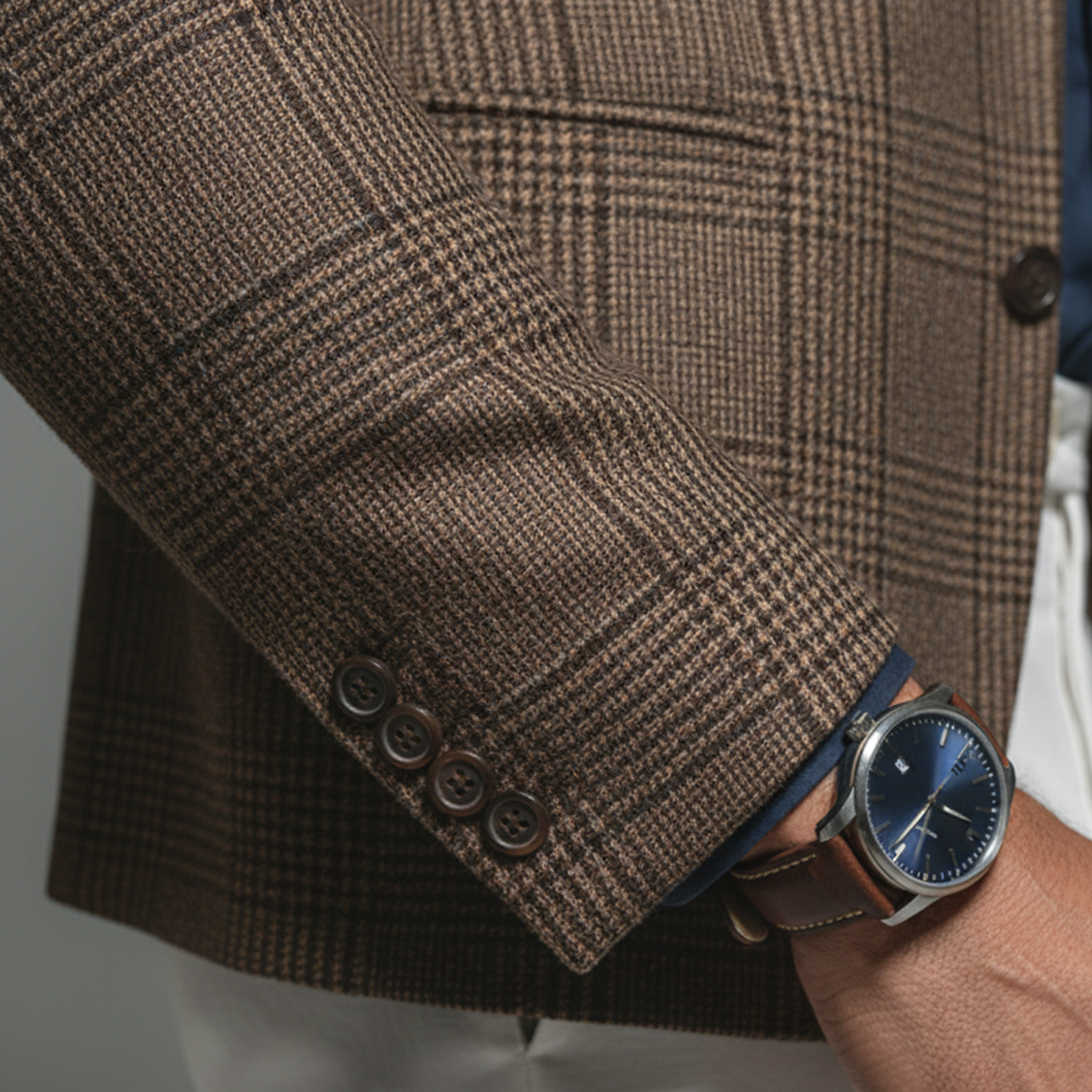 Men's Classic Vintage Houndstooth Blend Single-breasted Blazer MTA1643L7K