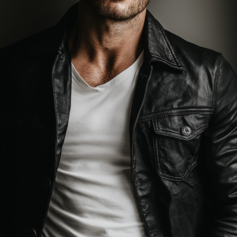 Men's Retro Casual PU Button-Up Lapel Leather Jacket MTA2712K5TO