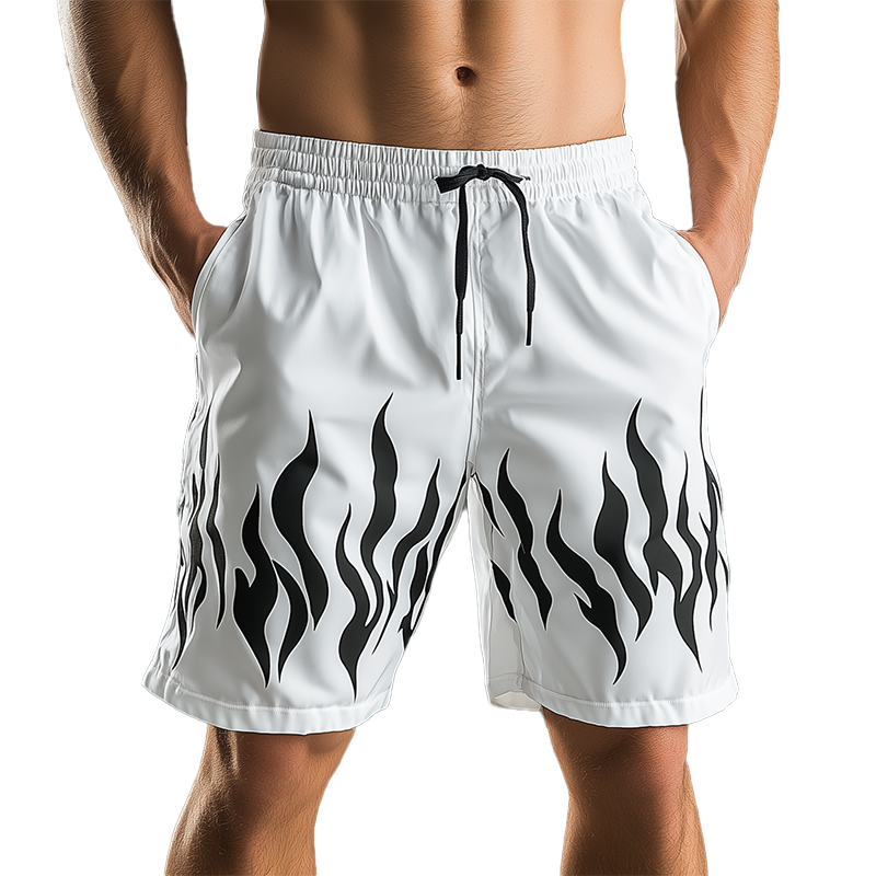 Men's Summer Fashion Flame Print Cotton Blend Sports Shorts MTA0128G4P