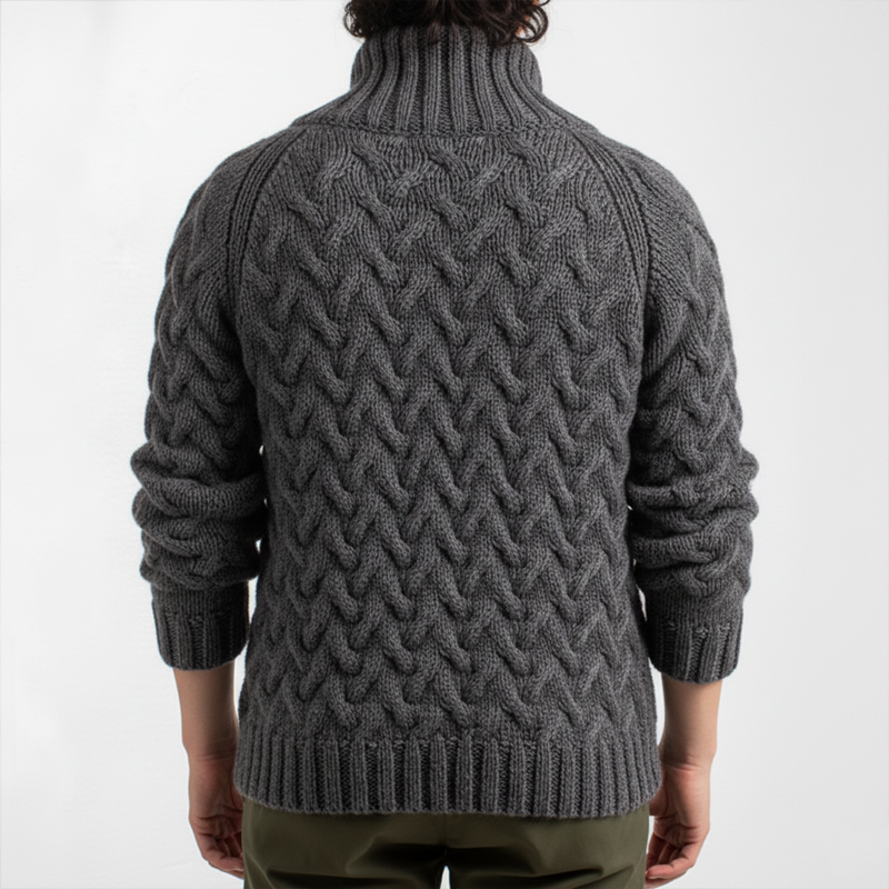 Men's Classic Jacquard Stand Collar Button Knit Cardigan MTA1489J3U