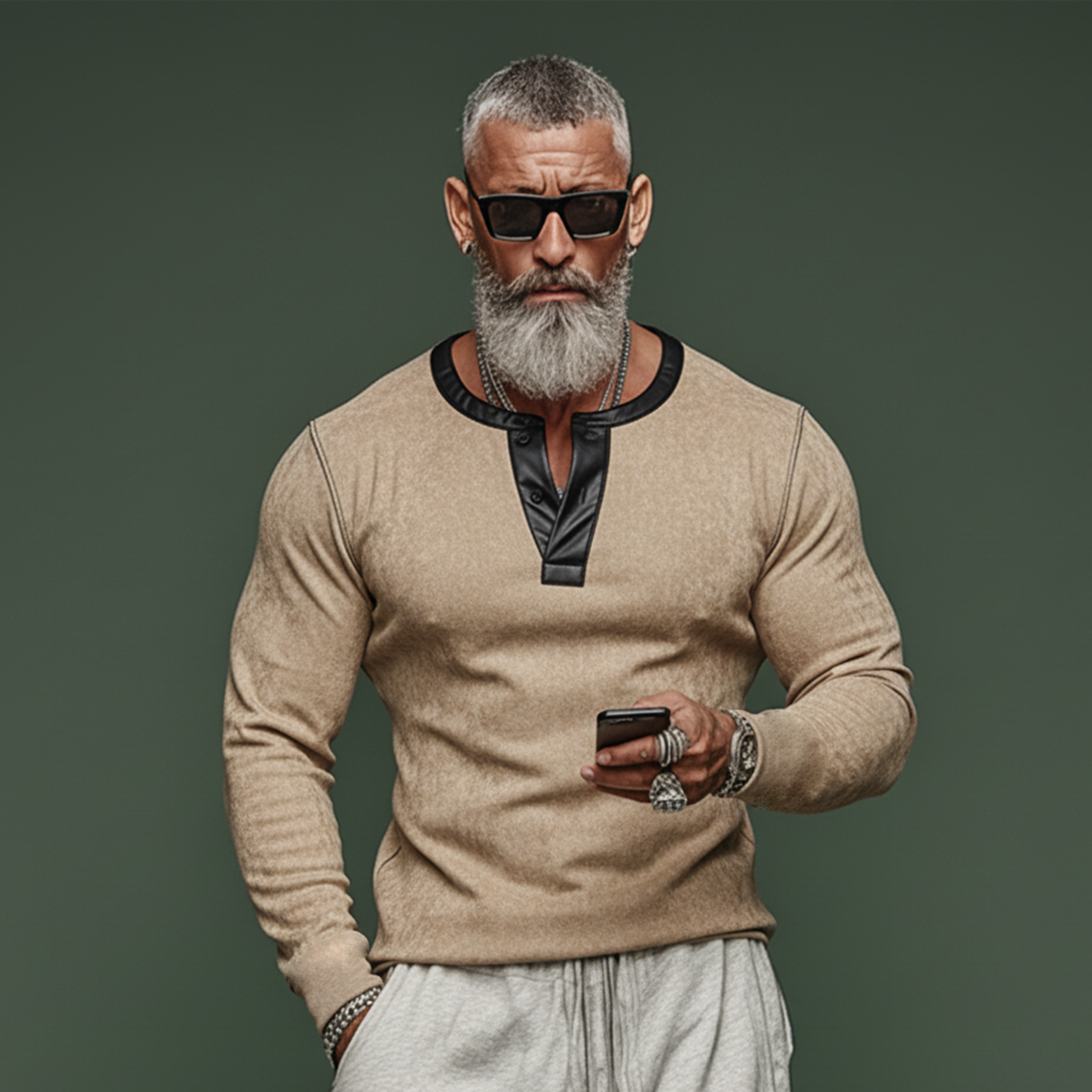 Men's Classic Casual PU Leather Henley Collar Slim Fit Faux Suede Long-Sleeve T-Shirt MTA2597K6K