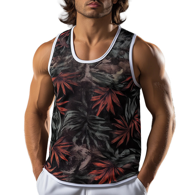 Men's Summer Lightweight Fashion Printed Cotton Blended Sports Tank Top MTA2701E8P
