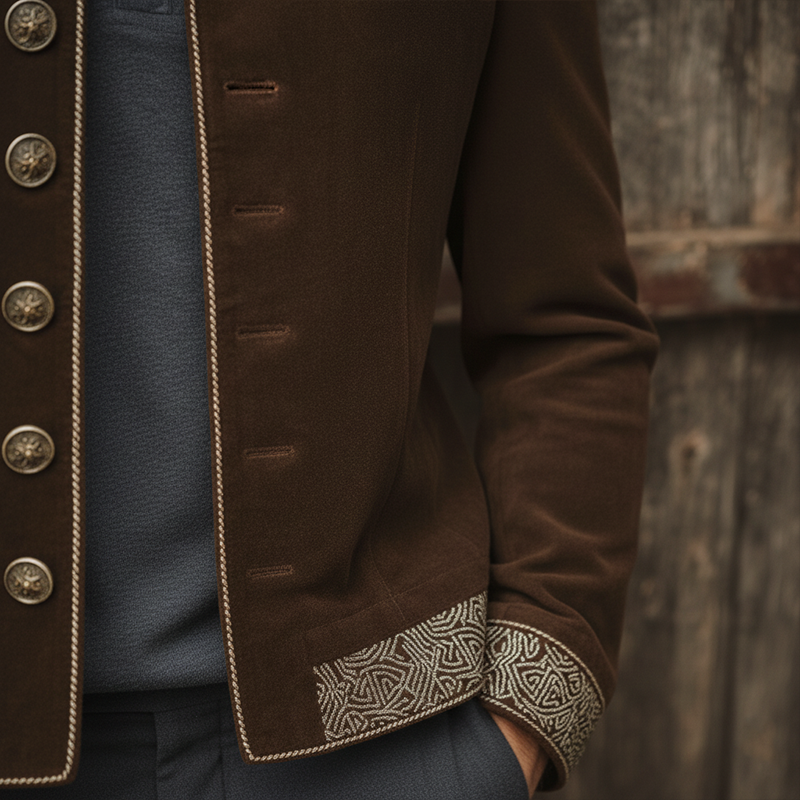 Men's Winter Fashion Embroidered Faux Suede Cropped Jacket MTA1551J3P