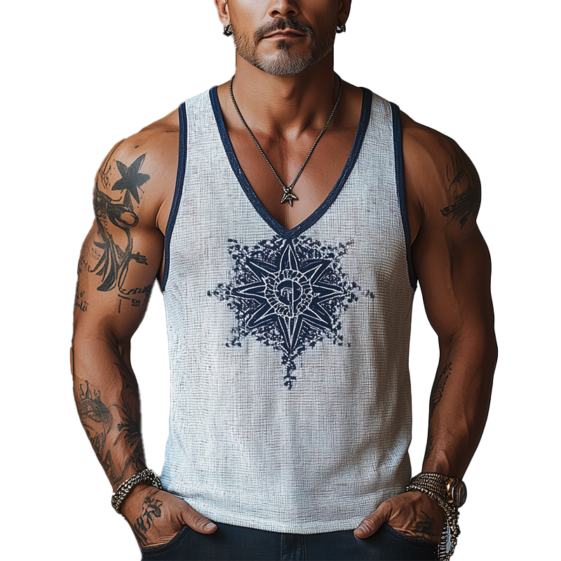 Men's Summer Fashion Printed Waffle Tank Top MTA2673F9P