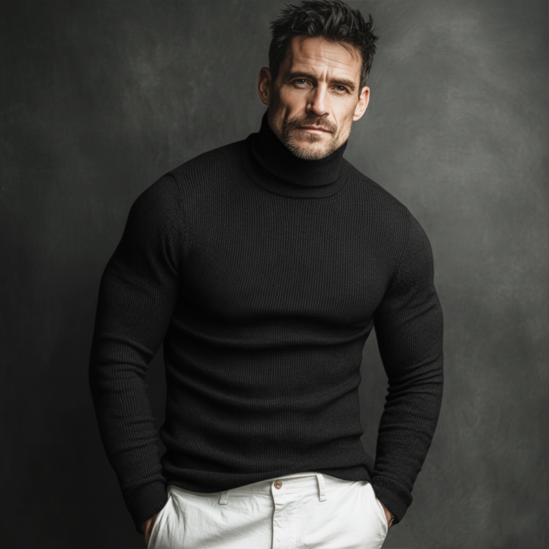 Men's Basic Business Slim Fit Stretch Knit Turtleneck Sweater MTA2974J3U