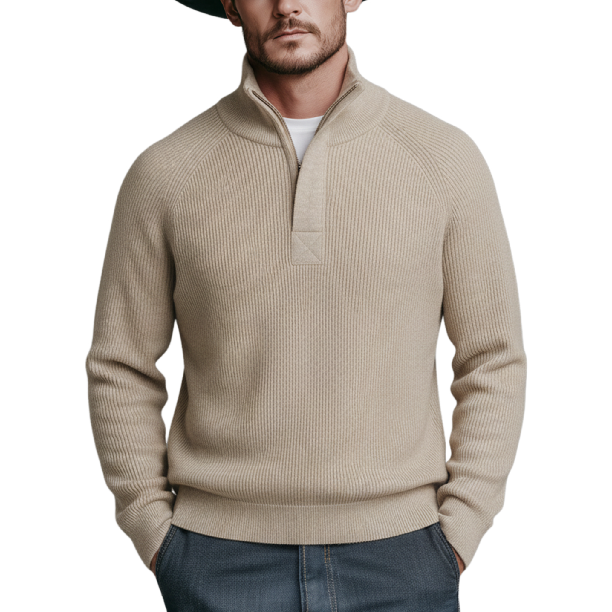 Men's Classic Casual Stand-up Collar Zip-up Sweater MTA2406K8K