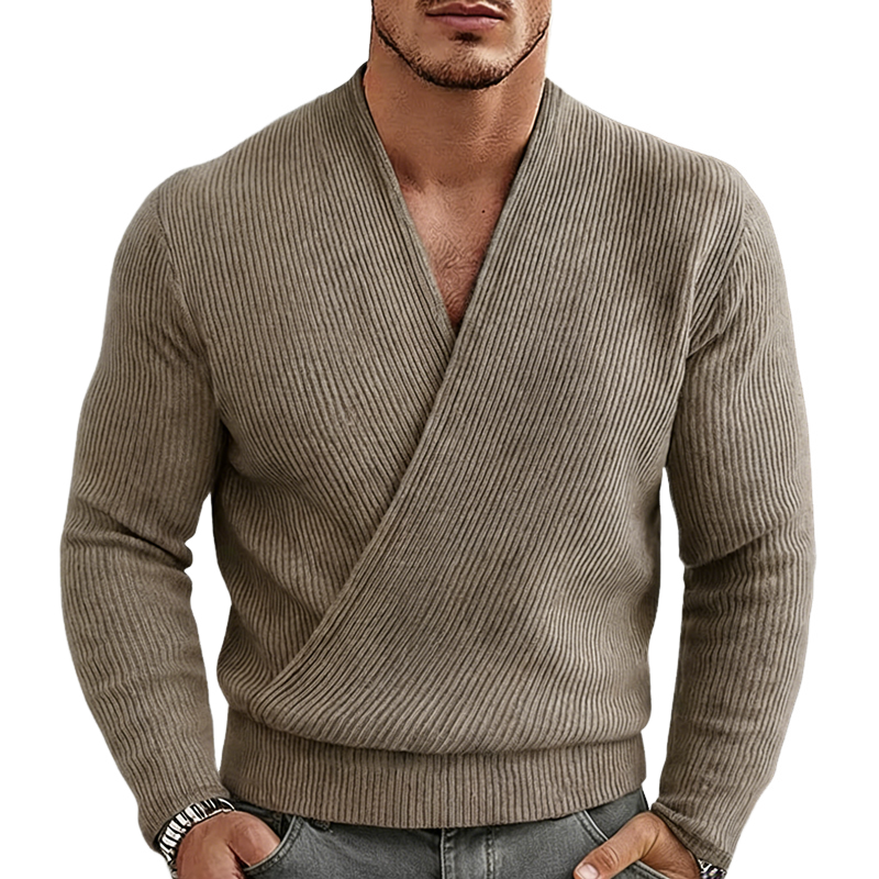 Men's Urban Cross V-Neck Ribbed Knit Sweater MTZ1291A1U