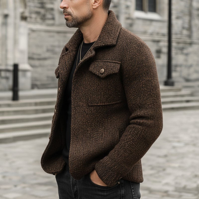 Men's Urban Retro Button-Up Thick Knit Jacket MTA1575K3U