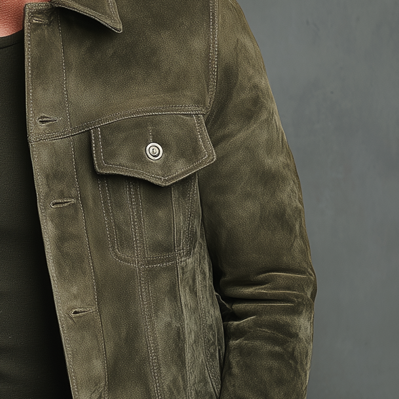 Men's Solid Color Faux Suede Vintage Casual Jacket MTA2741H2P