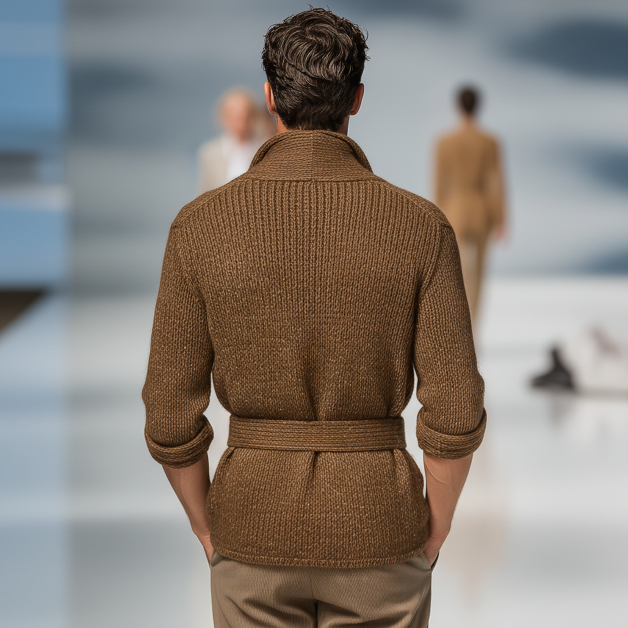 Men's Retro Personalized Lapel Knit Cardigan (Removable Belt) MTA2888J1K