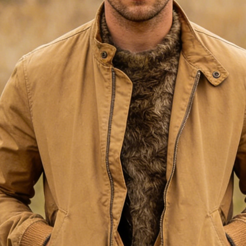 Men's Retro Casual Zipper Stand Collar Jacket MTA1230L0TO