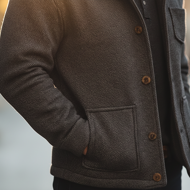 Men's Winter Retro Twill Faux Wool Hooded Jacket MTA0531K9P