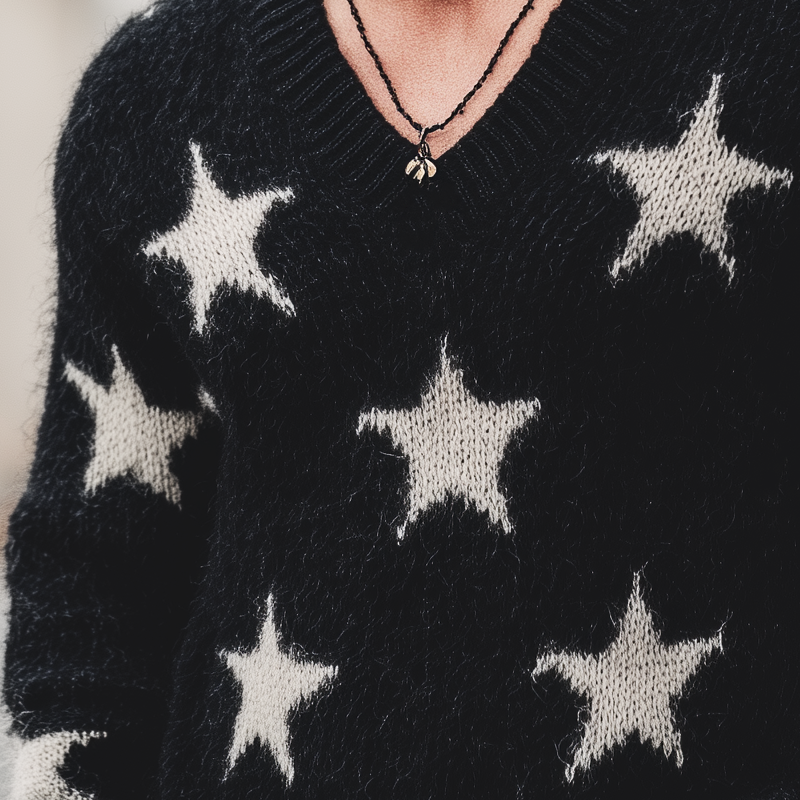 Men's Fashion Casual V-Neck Star Knitted Sweater MTA2832H2U
