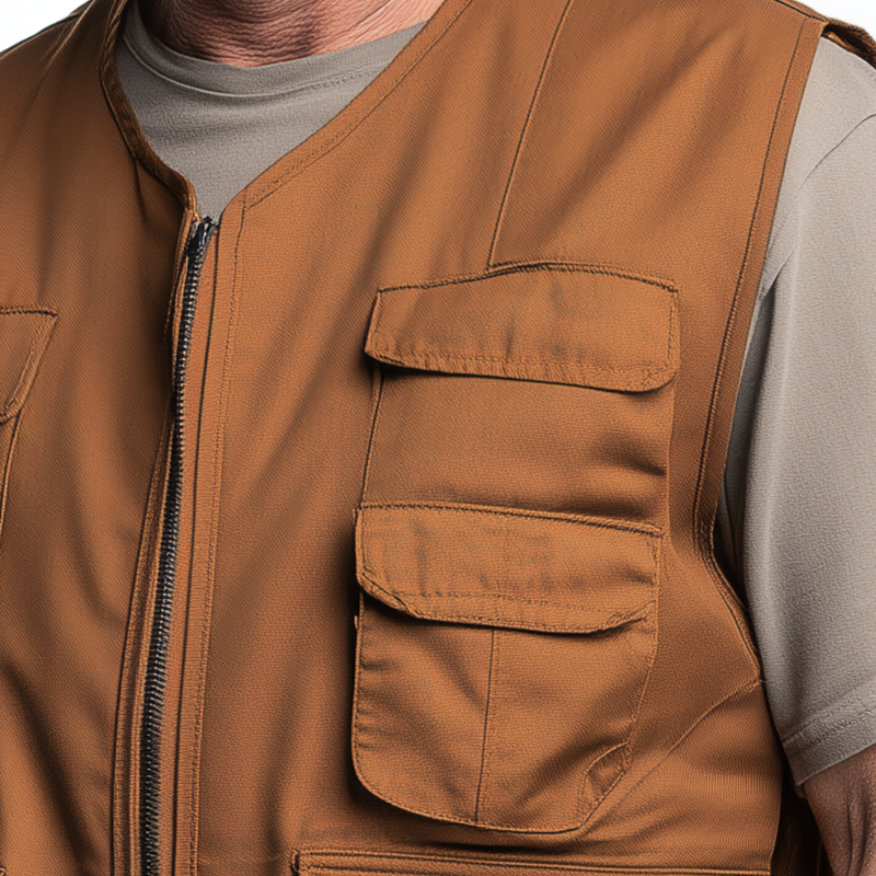Men's Multi-Pocket Solid Color Work Vest MTA2631H3P