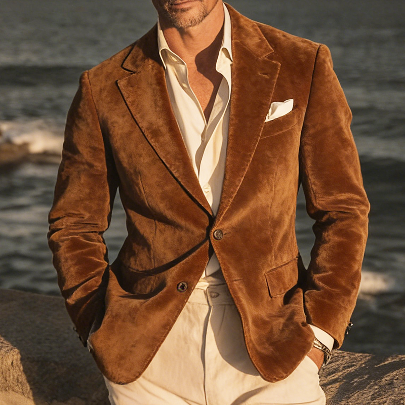 Men's Retro Casual Faux Suede Blazer MTZ0554A5TO