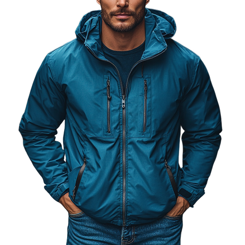 Men's Quick Dry Windproof Multi-Pocket Zipper Hooded Jacket MTA2799J6X