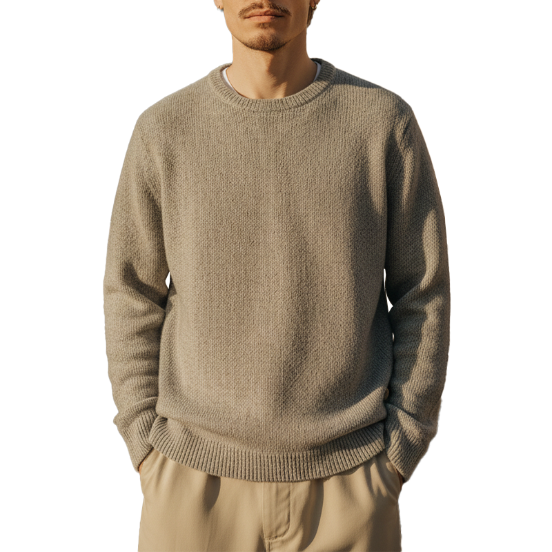 Men's Winter Simple Cotton Knitted Crew Neck Sweater MTA2273J8P