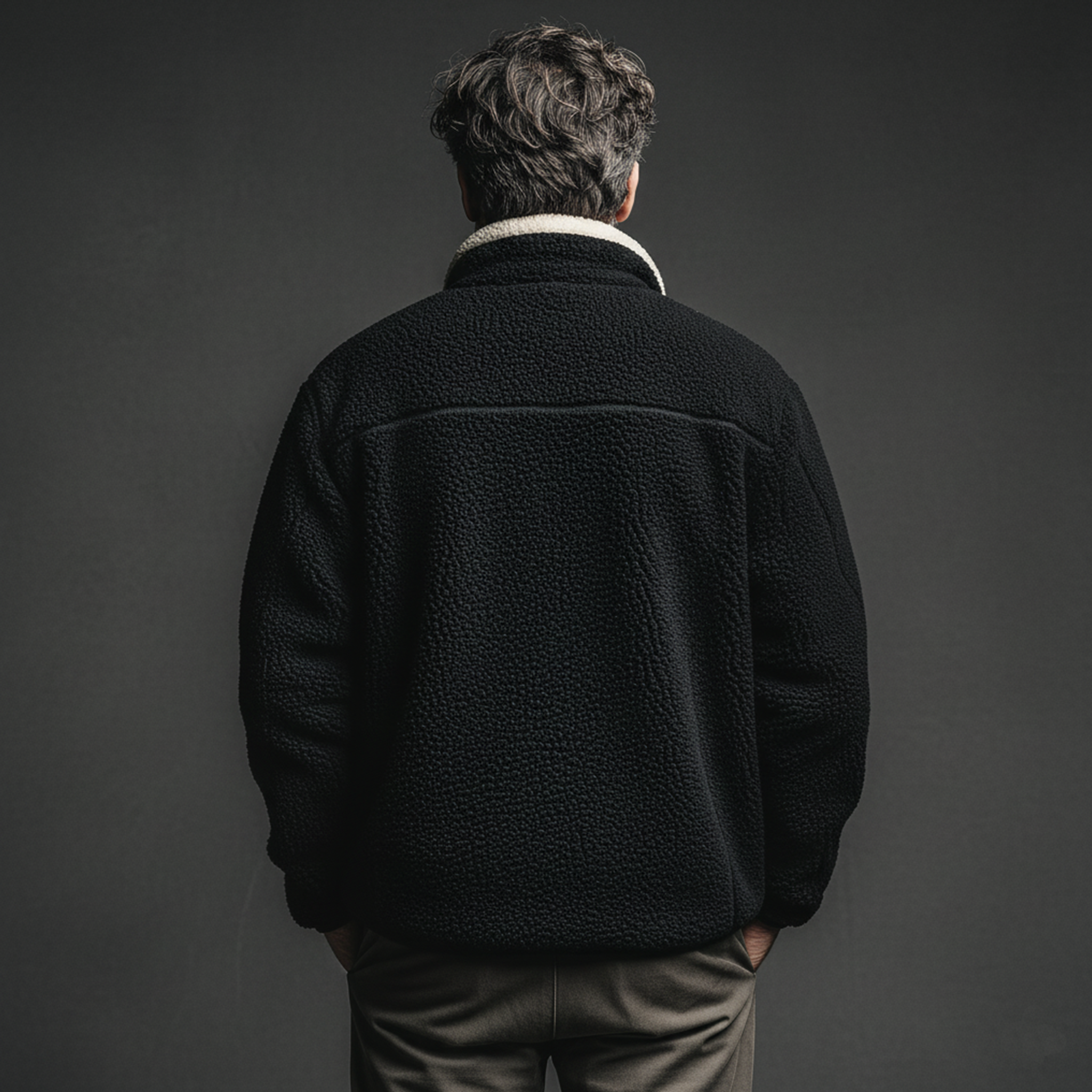 Men's Classic Casual Stand-up Collar Multi-pocket Teddy Fleece Jacket MTA2039J5K
