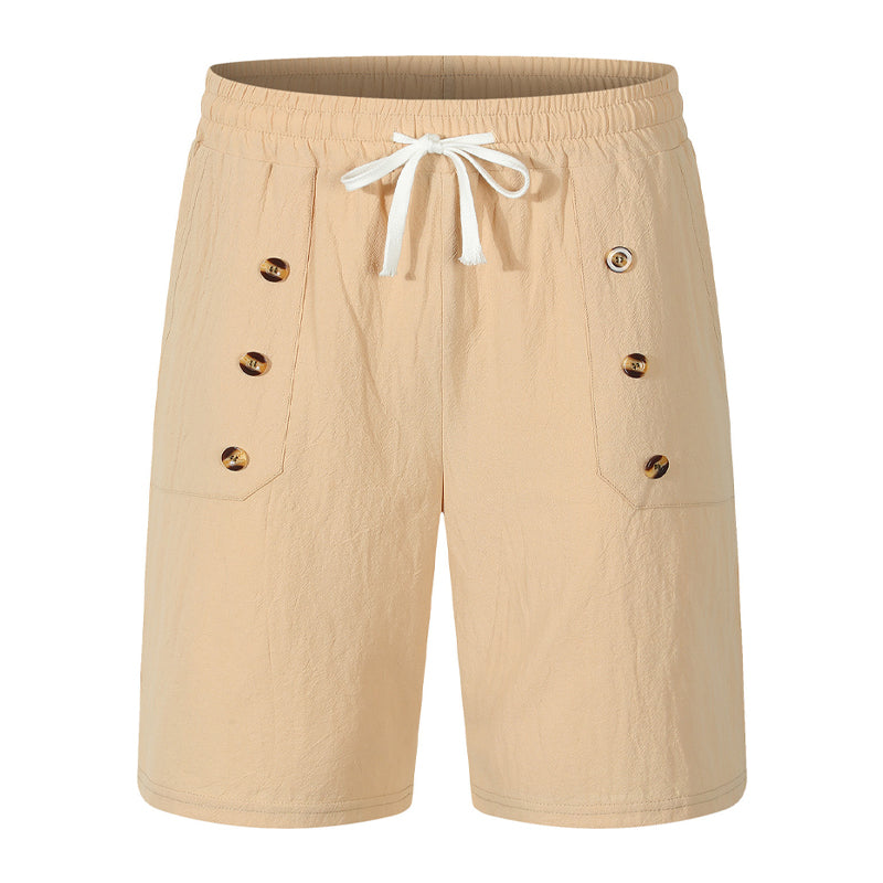 Herre ensfargede, avslappede dobbeltspente shorts MTA2258E3X