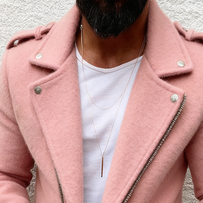 Men's Retro Casual Solid Color Lapel Zipper Jacket MTA2421K4TO