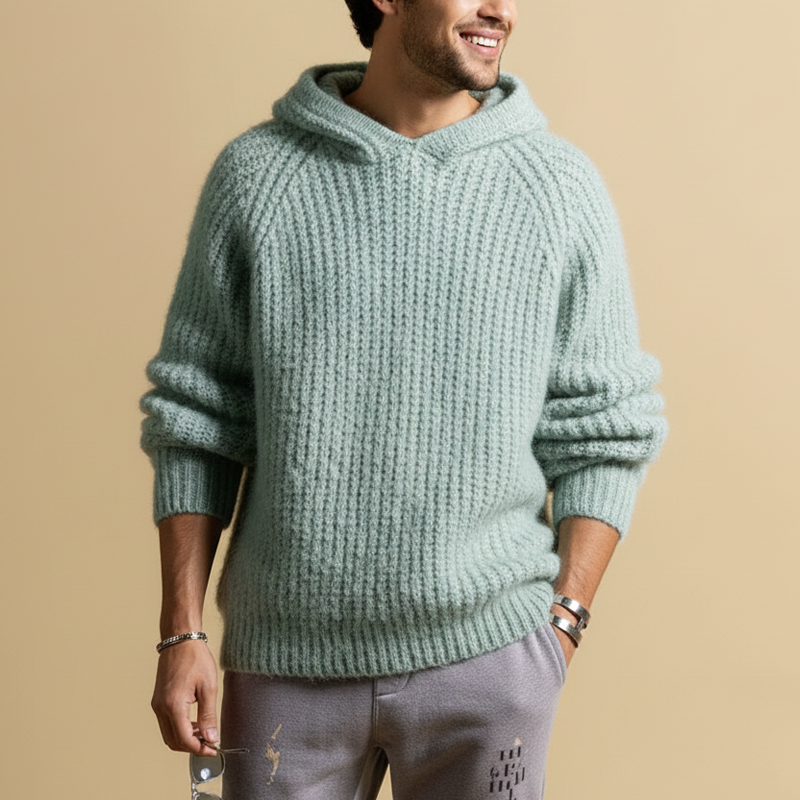 Men's Classic Casual Solid Color Knit Hoodie MTA1574J6U