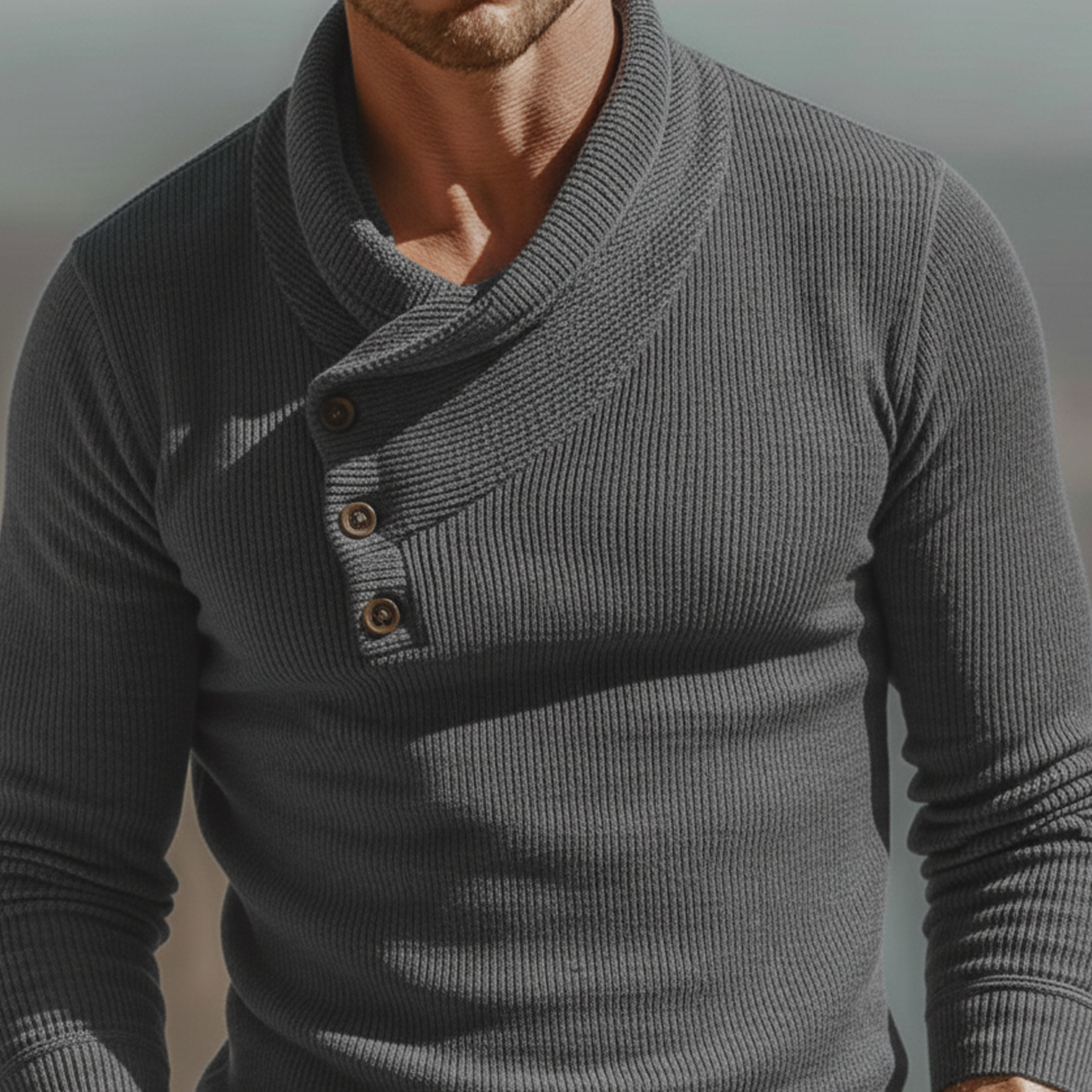 Men's Classic Casual Ribbed Slim-fit Long-sleeved T-shirt MTA1838L6K