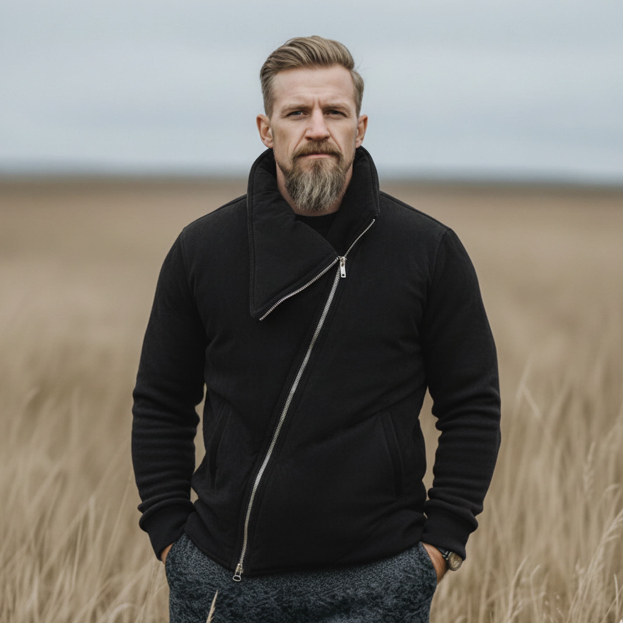 Men's Classic Western Tough Style Irregular Collar Design Faux Suede Jacket MTA2757J0K